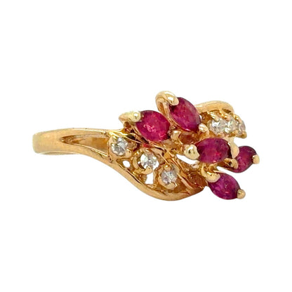 1/2ct Ruby & 1/10ct Diamond 14k Yellow Gold Ring 2.5g Size 4.5