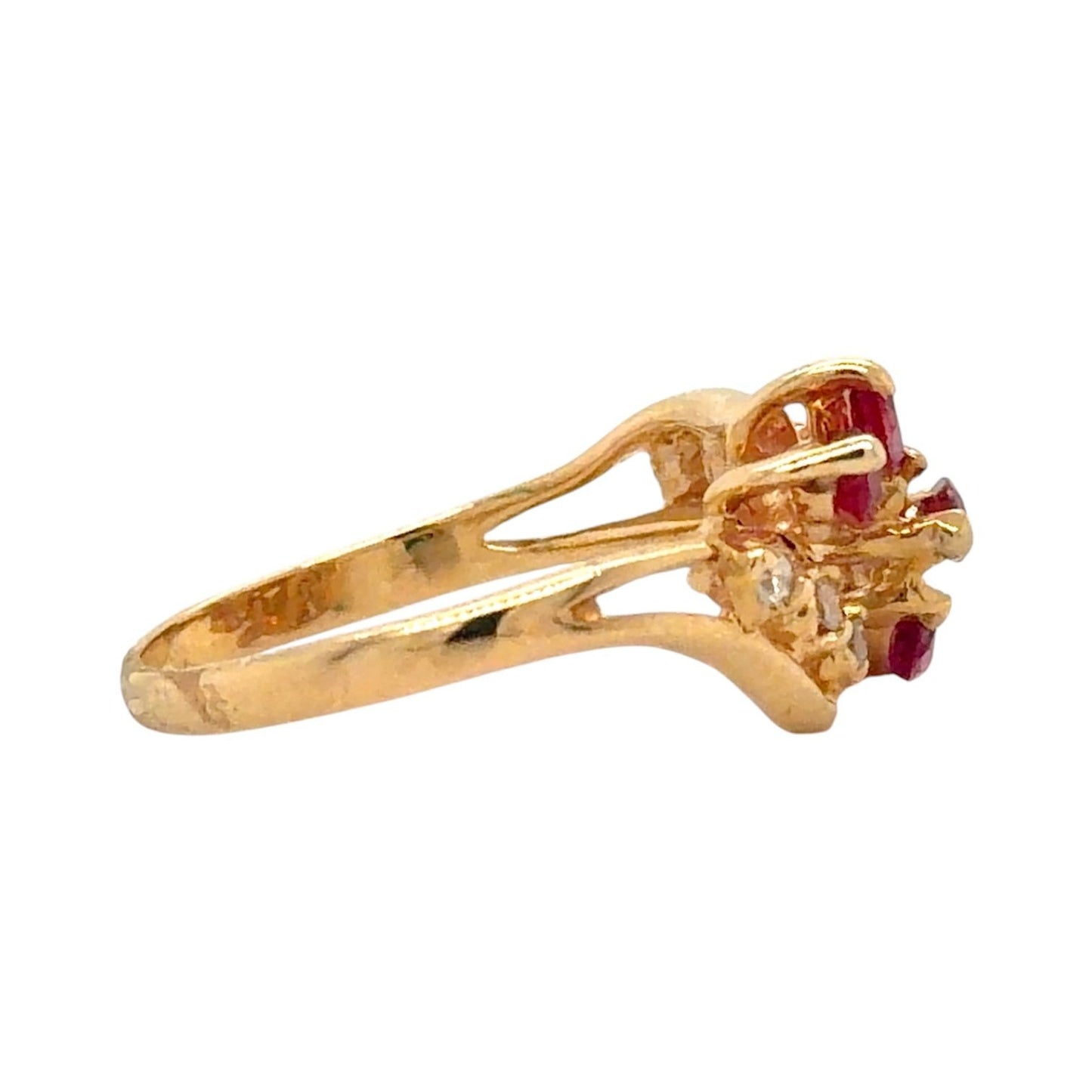 1/2ct Ruby & 1/10ct Diamond 14k Yellow Gold Ring 2.5g Size 4.5