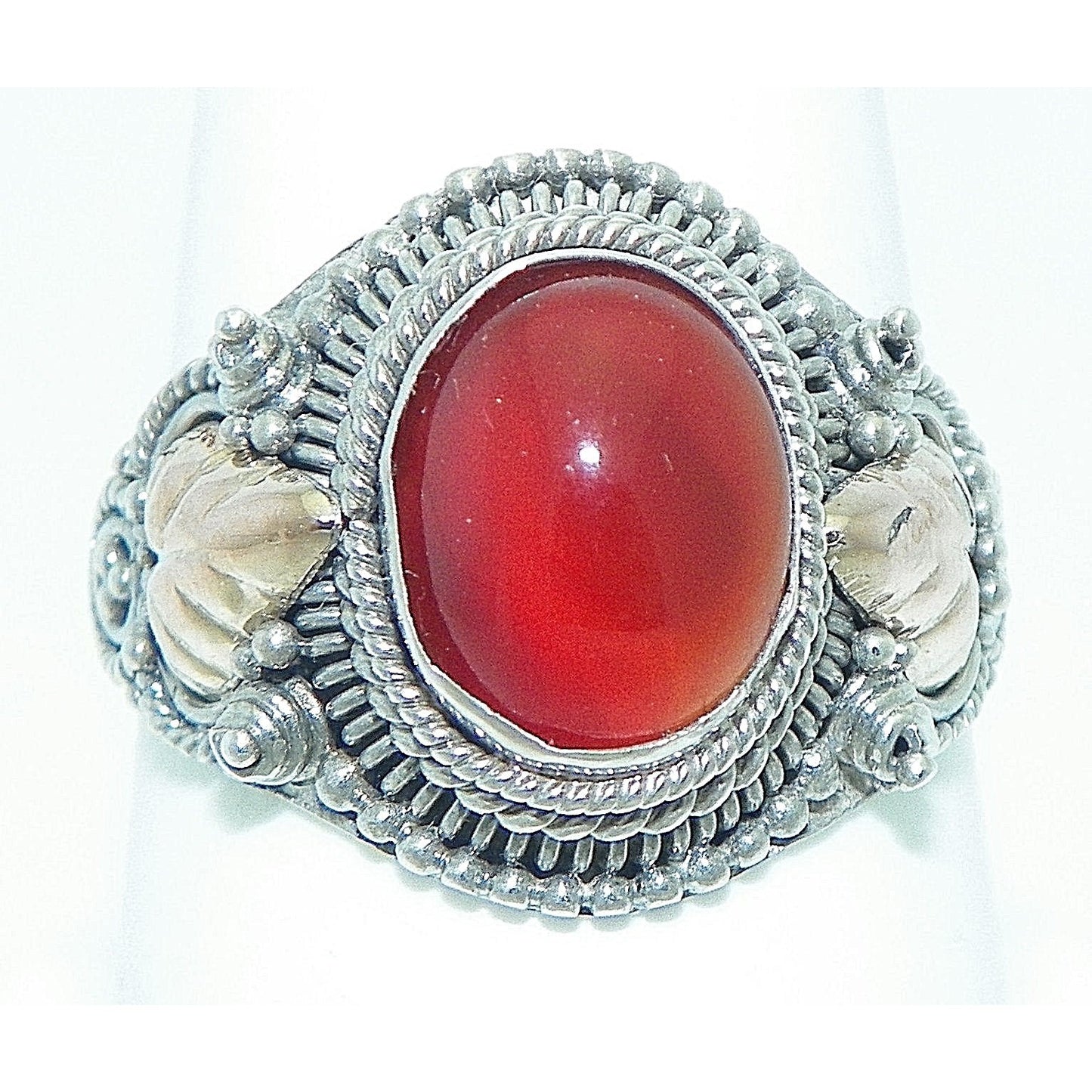 Sterling Silver Carnelian Solitaire Ring 3.8g Size 7.75