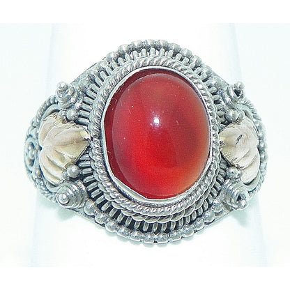 Sterling Silver Carnelian Solitaire Ring 3.8g Size 7.75