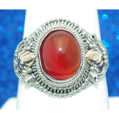 Sterling Silver Carnelian Solitaire Ring 3.8g Size 7.75