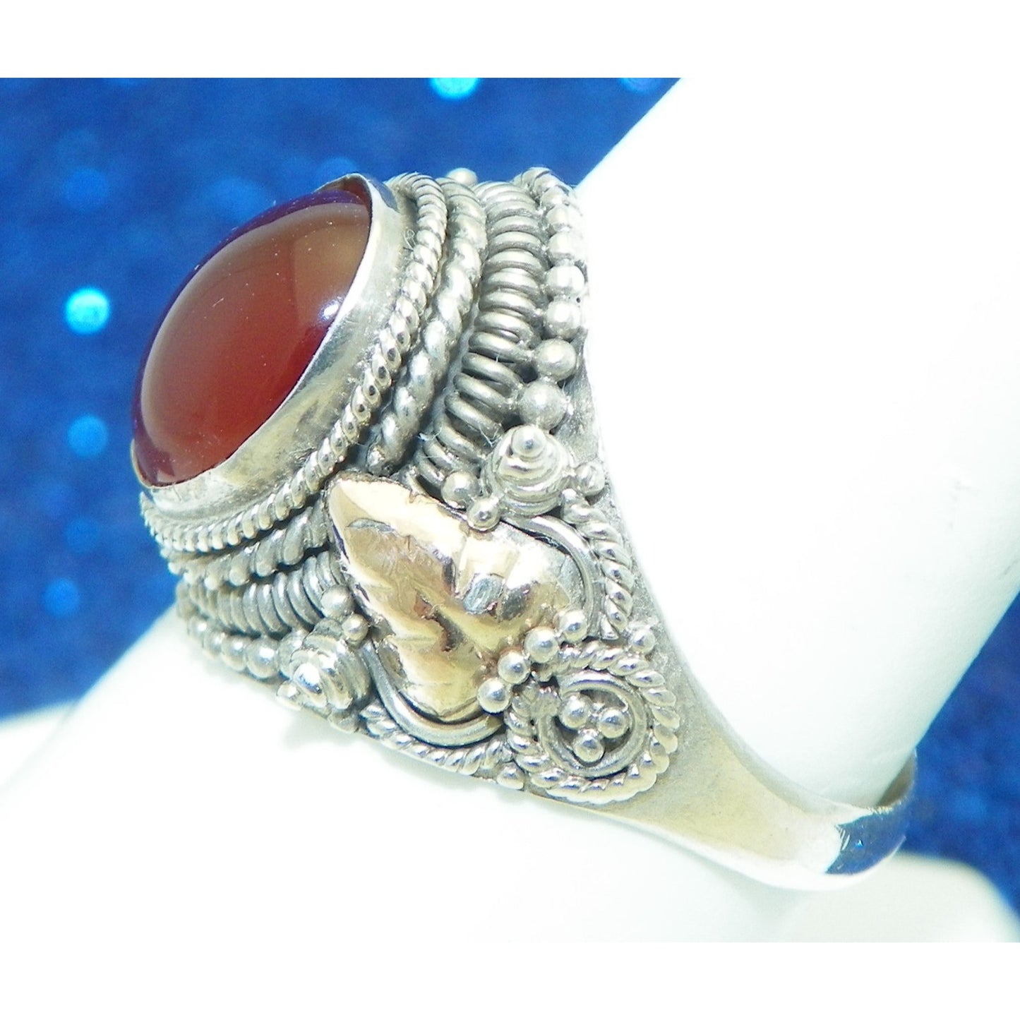 Sterling Silver Carnelian Solitaire Ring 3.8g Size 7.75