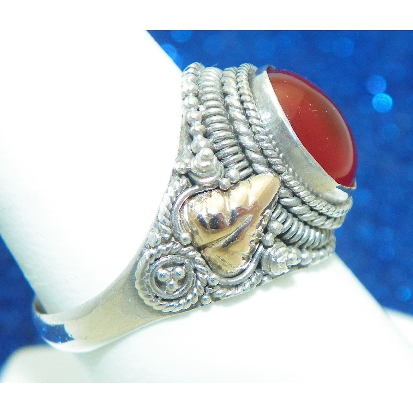 Sterling Silver Carnelian Solitaire Ring 3.8g Size 7.75