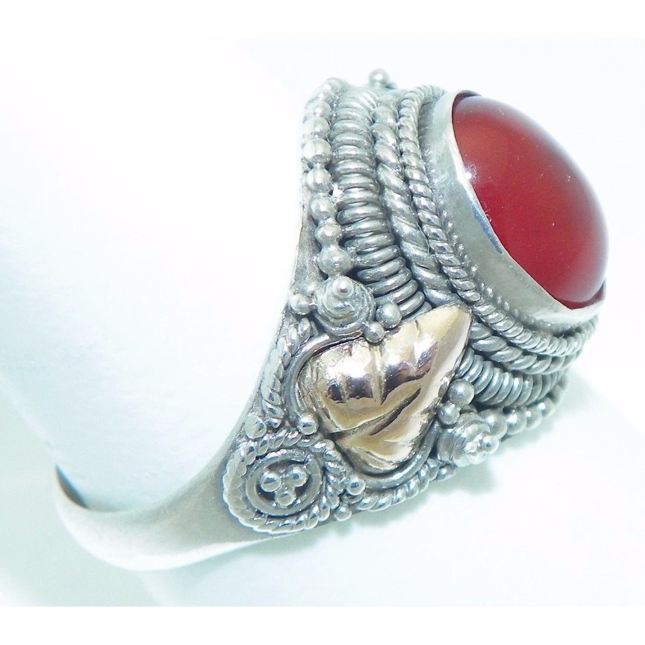 Sterling Silver Carnelian Solitaire Ring 3.8g Size 7.75