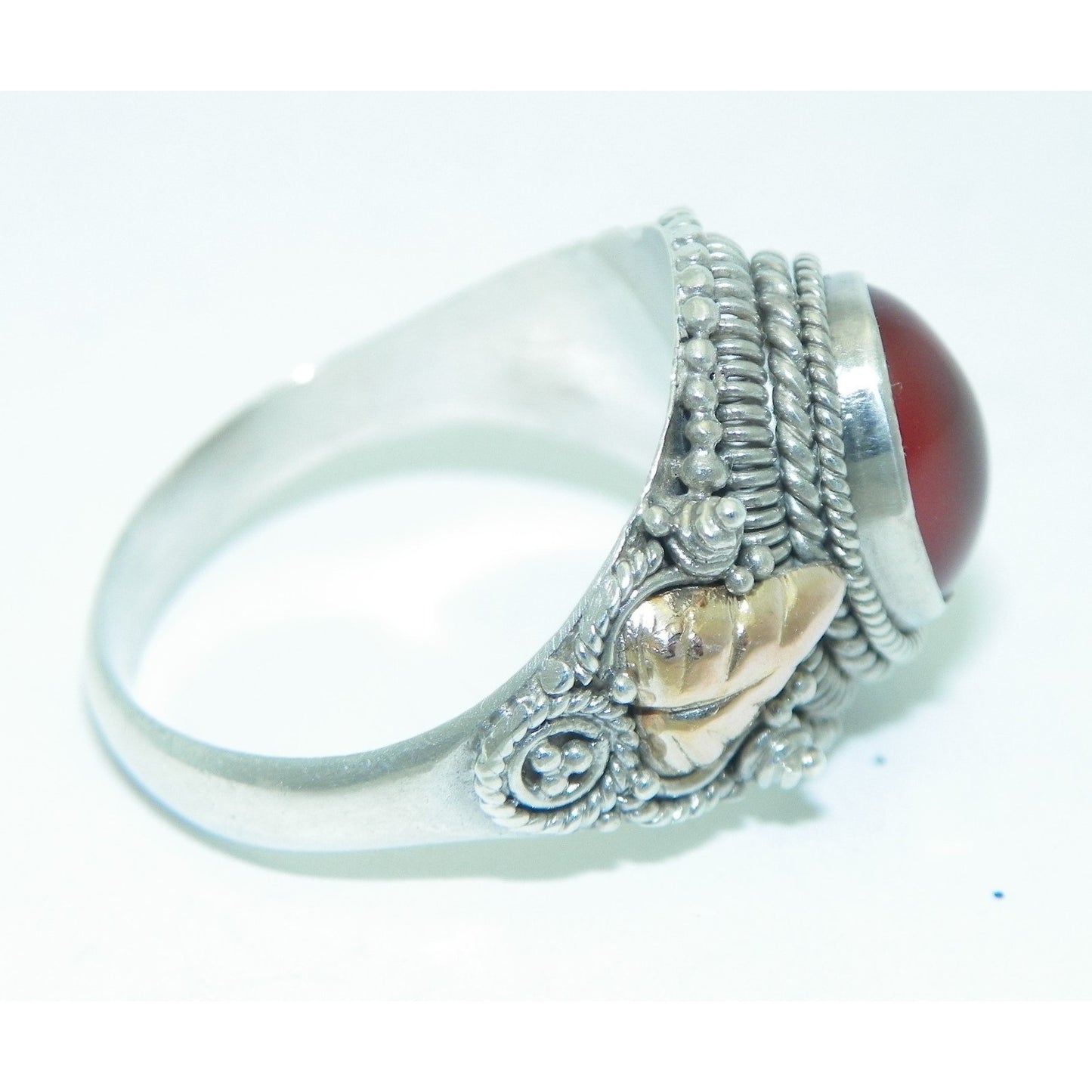 Sterling Silver Carnelian Solitaire Ring 3.8g Size 7.75
