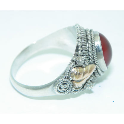 Sterling Silver Carnelian Solitaire Ring 3.8g Size 7.75