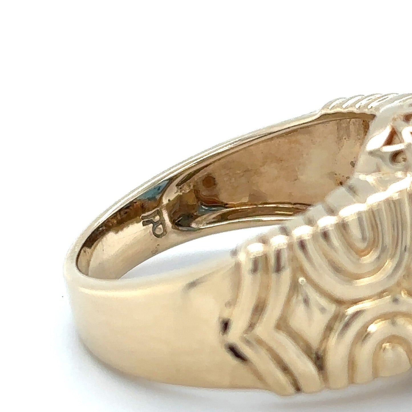 London Blue Topaz 14K Yellow Gold Ring With Intricate Design Size 7 7.7g Elegant Jewelry Piece