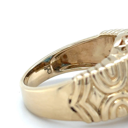 London Blue Topaz 14K Yellow Gold Ring With Intricate Design Size 7 7.7g Elegant Jewelry Piece