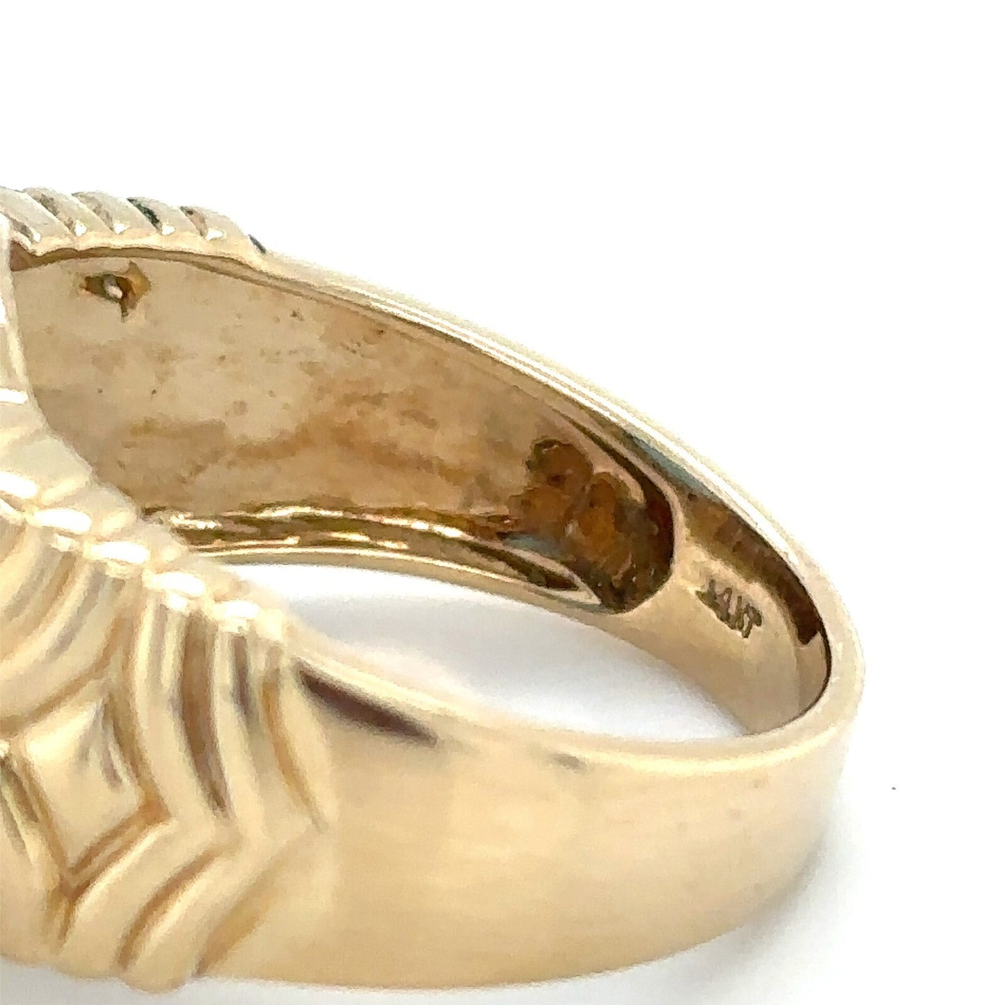 London Blue Topaz 14K Yellow Gold Ring With Intricate Design Size 7 7.7g Elegant Jewelry Piece