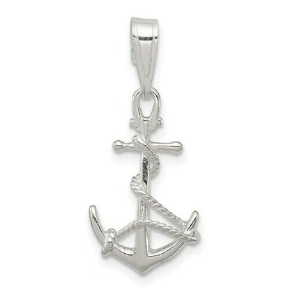 Sterling Silver Anchor & Rope Pendant 25mm Length 925 Metal Nautical