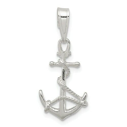 Sterling Silver Anchor & Rope Pendant 25mm Length 925 Metal Nautical
