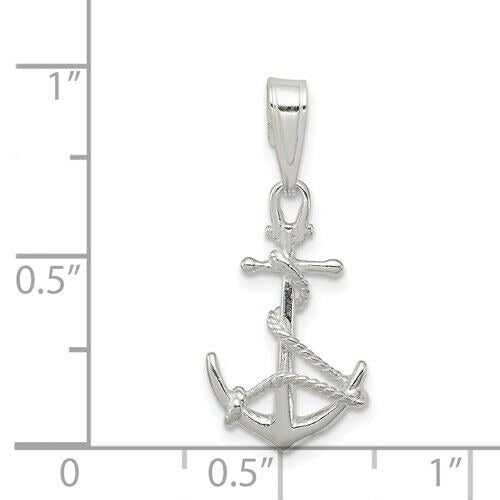 Sterling Silver Anchor & Rope Pendant 25mm Length 925 Metal Nautical