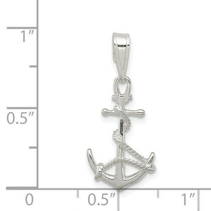 Sterling Silver Anchor & Rope Pendant 25mm Length 925 Metal Nautical