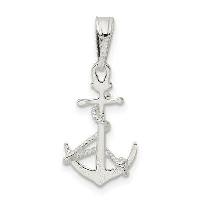 Sterling Silver Anchor & Rope Pendant 25mm Length 925 Metal Nautical