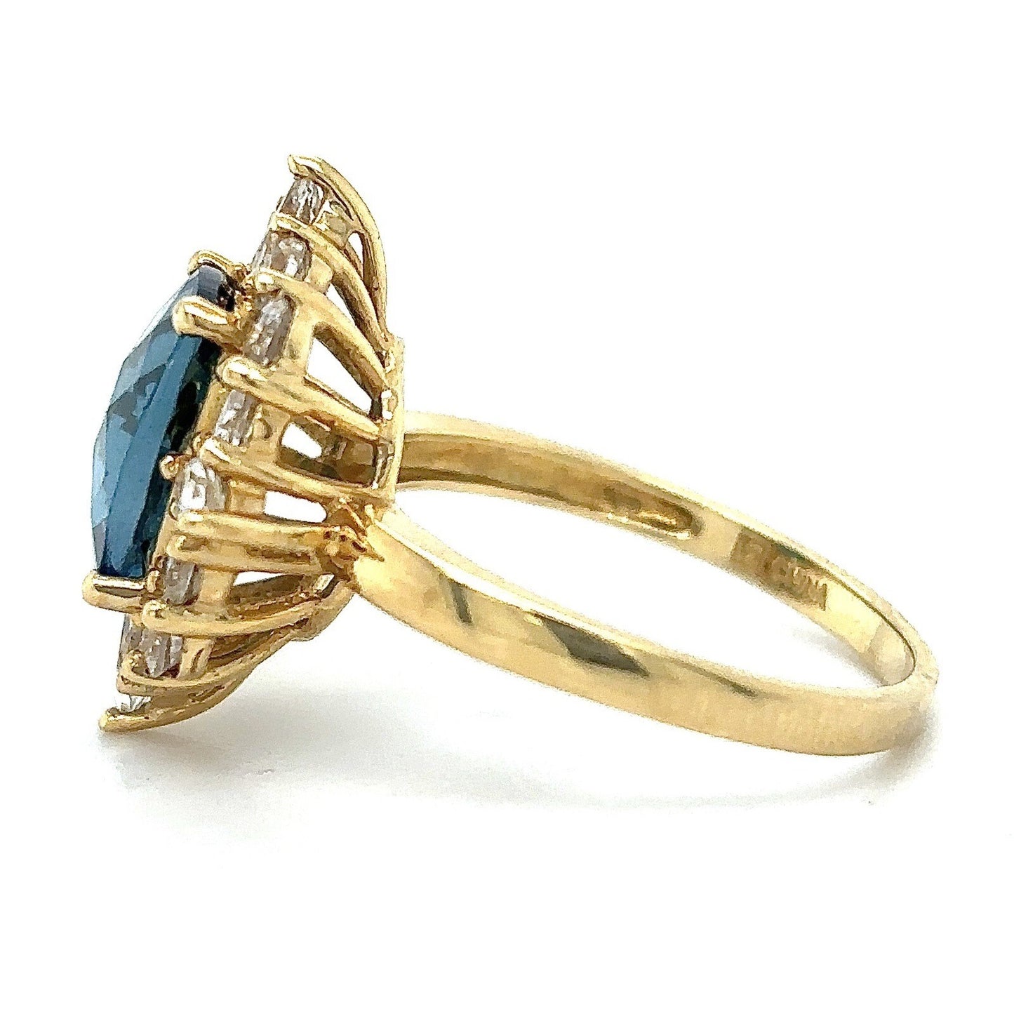 Blue & White Topaz 14k Yellow Gold Ring 4.2g Size 8.25