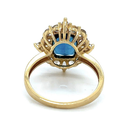 Blue & White Topaz 14k Yellow Gold Ring 4.2g Size 8.25