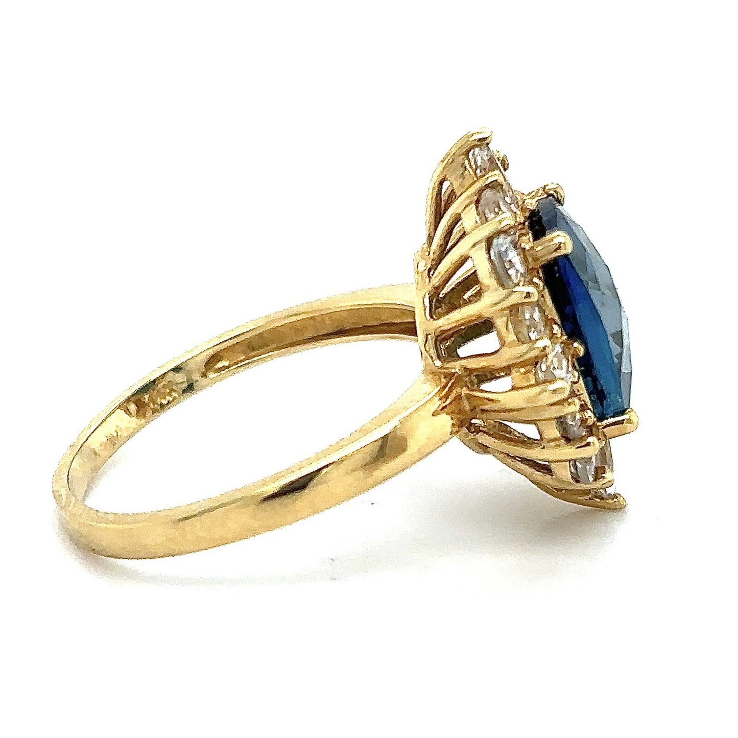 Blue & White Topaz 14k Yellow Gold Ring 4.2g Size 8.25