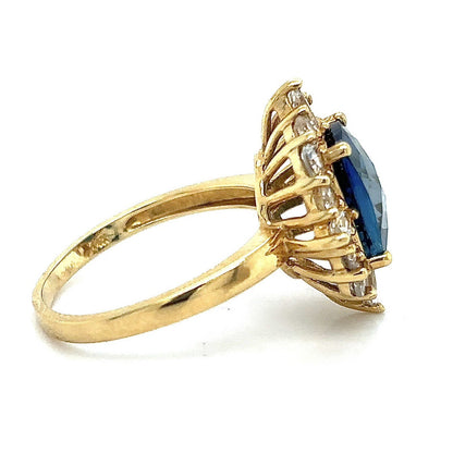 Blue & White Topaz 14k Yellow Gold Ring 4.2g Size 8.25