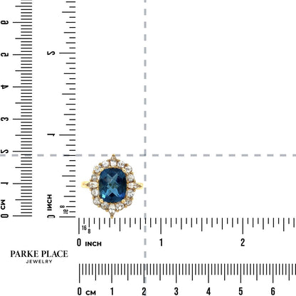 Blue & White Topaz 14k Yellow Gold Ring 4.2g Size 8.25