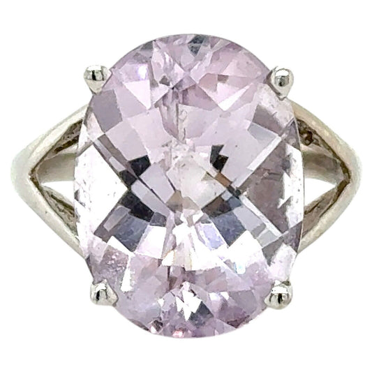 8.70ct Brazilian Rose Quartz Solitaire 14k White Gold Ring Size 7.25