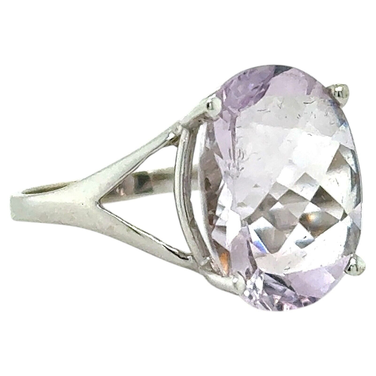 8.70ct Brazilian Rose Quartz Solitaire 14k White Gold Ring Size 7.25