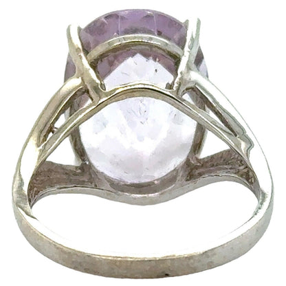 8.70ct Brazilian Rose Quartz Solitaire 14k White Gold Ring Size 7.25