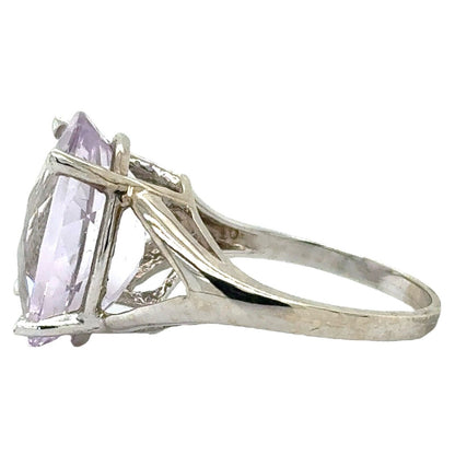 8.70ct Brazilian Rose Quartz Solitaire 14k White Gold Ring Size 7.25