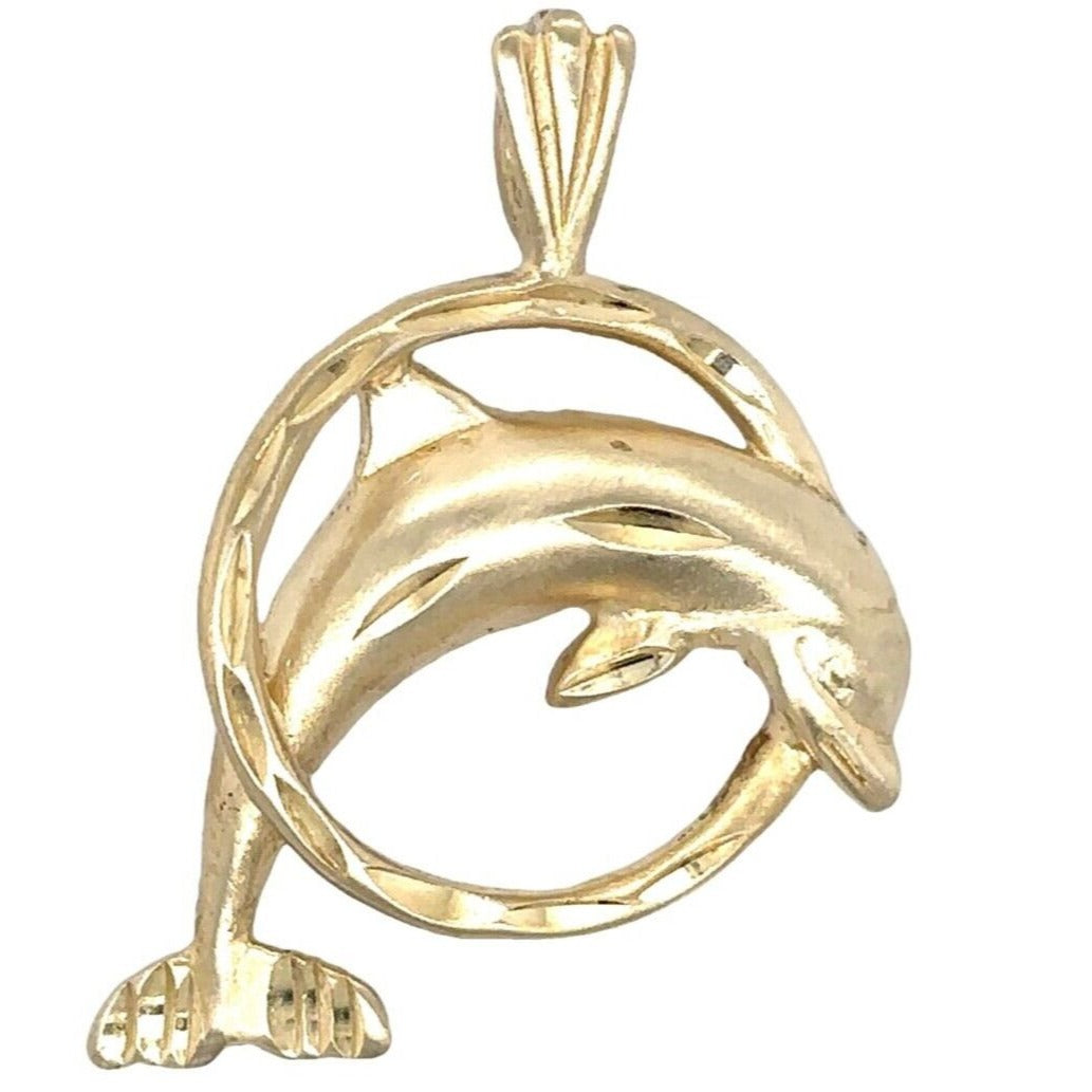 14k Yellow Gold Dolphin Pendant 2.4g
