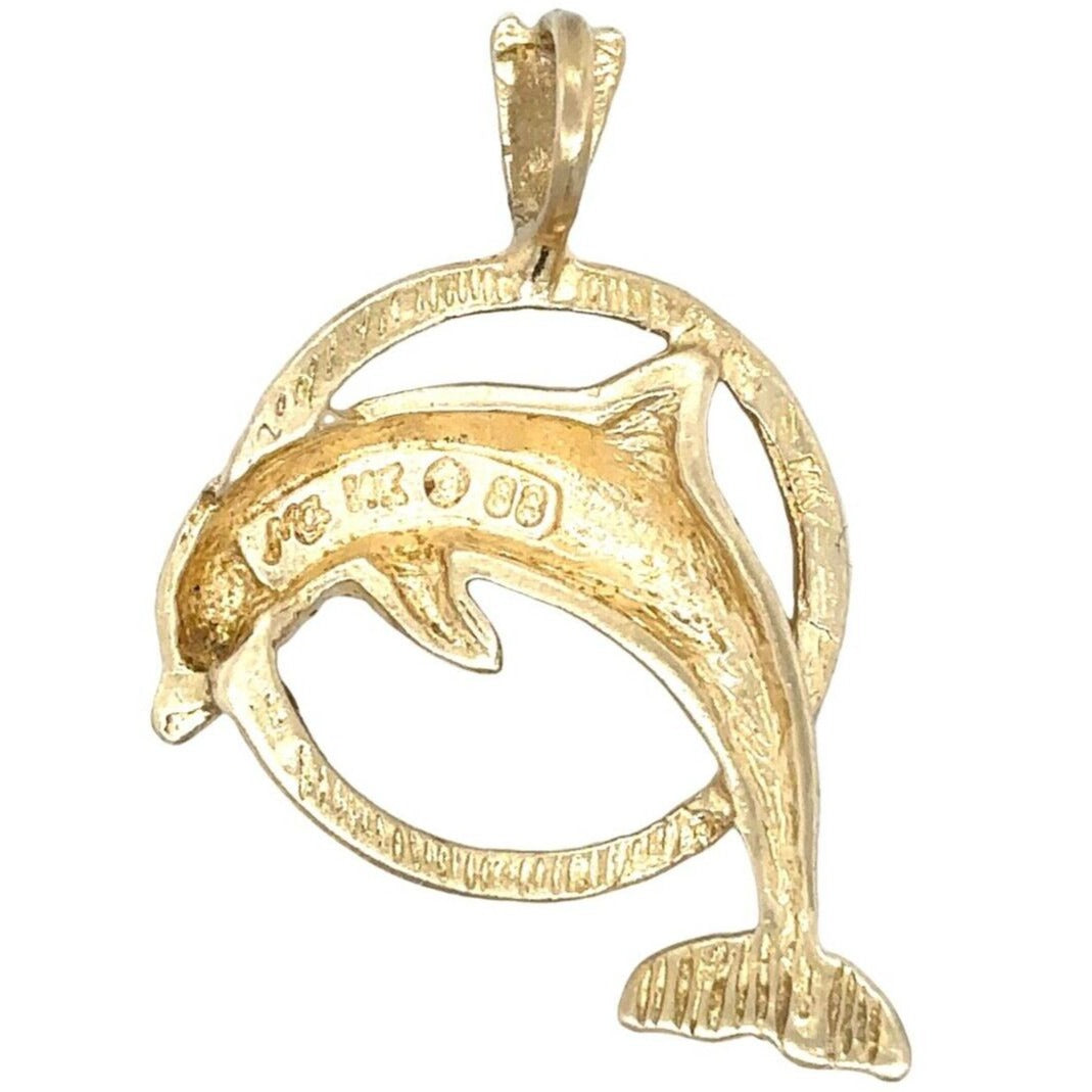 14k Yellow Gold Dolphin Pendant 2.4g