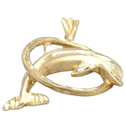 14k Yellow Gold Dolphin Pendant 2.4g