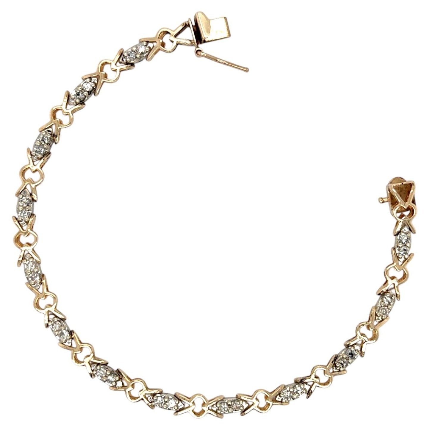3/4ctw Diamond Tennis 7" 14k Yellow & White Gold Bracelet 9.5g