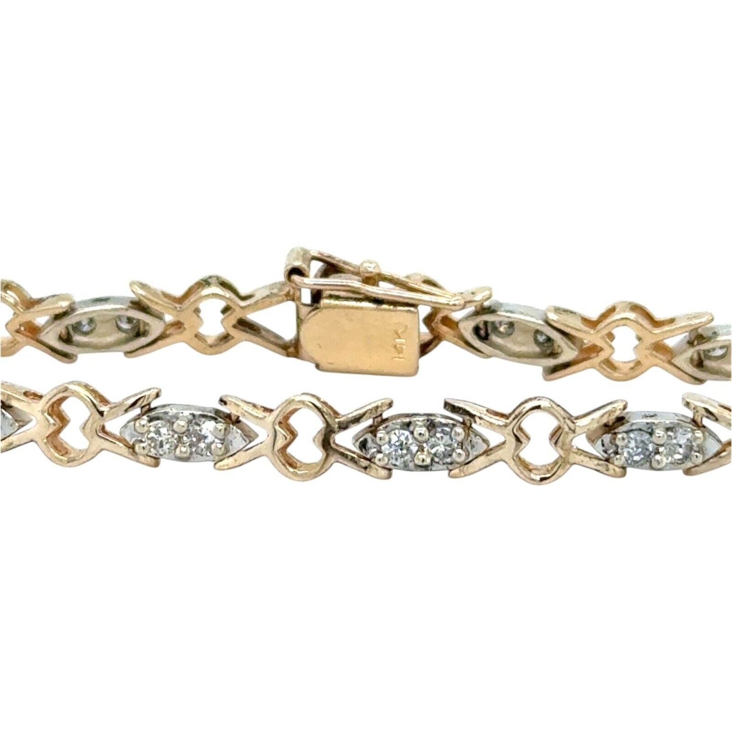 3/4ctw Diamond Tennis 7" 14k Yellow & White Gold Bracelet 9.5g