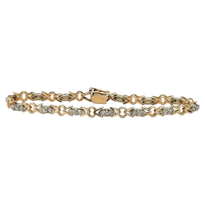 3/4ctw Diamond Tennis 7" 14k Yellow & White Gold Bracelet 9.5g