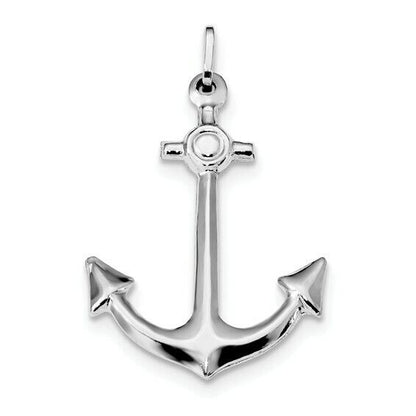 Sterling Silver Rhodium-Plated  Anchor Pendant