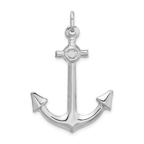 Sterling Silver Rhodium-Plated  Anchor Pendant