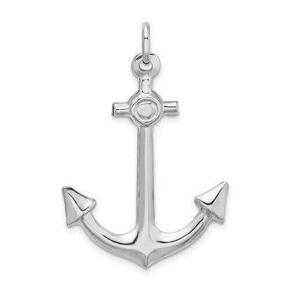 Sterling Silver Rhodium-Plated  Anchor Pendant