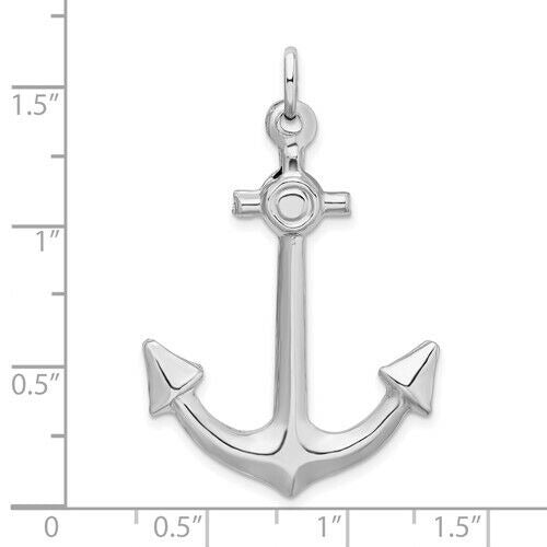 Sterling Silver Rhodium-Plated  Anchor Pendant
