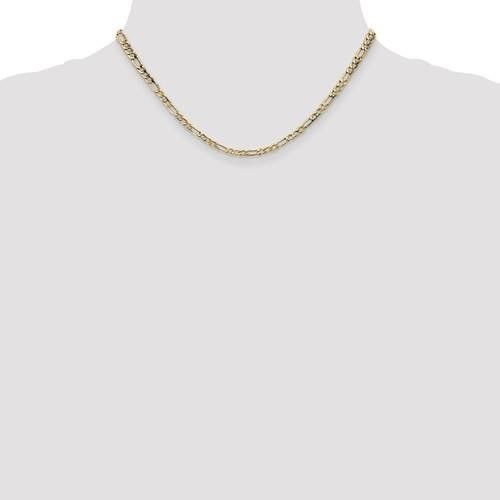 3.5mm Semi-Solid Figaro Lobster Clasp 16 inch Chain 14K Gold
