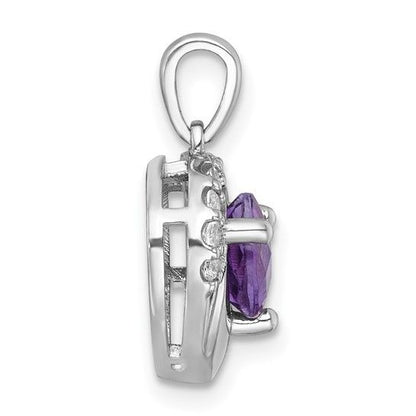 Sterling Silver Amethyst & White Topaz Heart Pendant