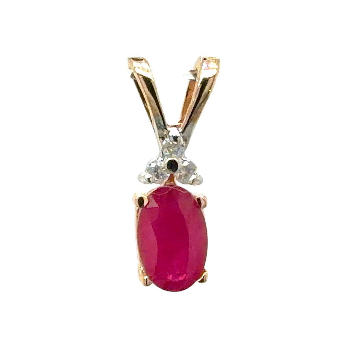 Ruby & Diamond 14k Yellow Gold Pendant 0.5g