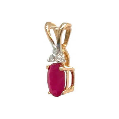 Ruby & Diamond 14k Yellow Gold Pendant 0.5g