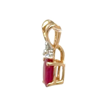 Ruby & Diamond 14k Yellow Gold Pendant 0.5g