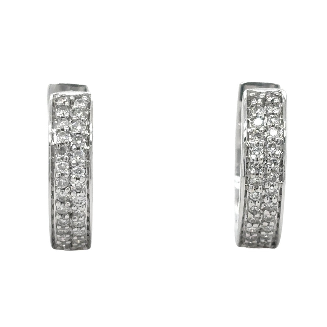 14K White Gold Diamond Hoop Earrings 4.6g