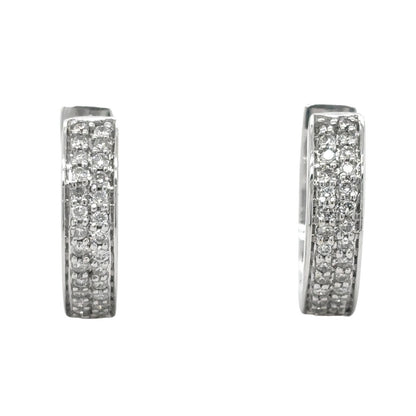 14K White Gold Diamond Hoop Earrings 4.6g