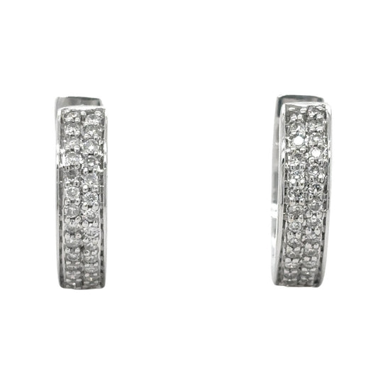 14K White Gold Diamond Hoop Earrings 4.6g