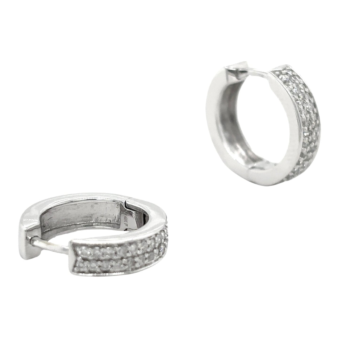 14K White Gold Diamond Hoop Earrings 4.6g