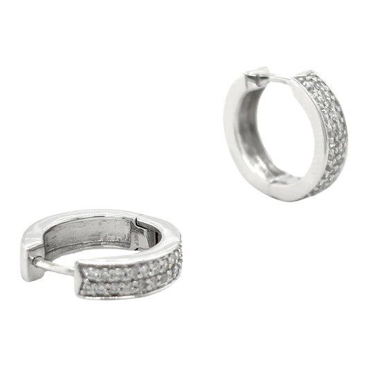 14K White Gold Diamond Hoop Earrings 4.6g