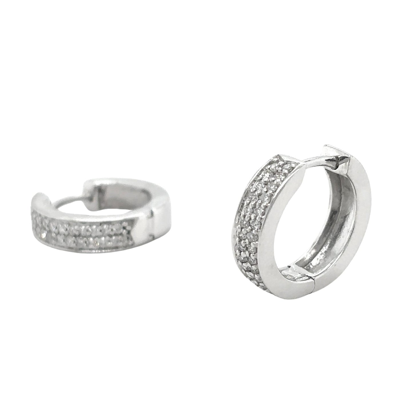 14K White Gold Diamond Hoop Earrings 4.6g