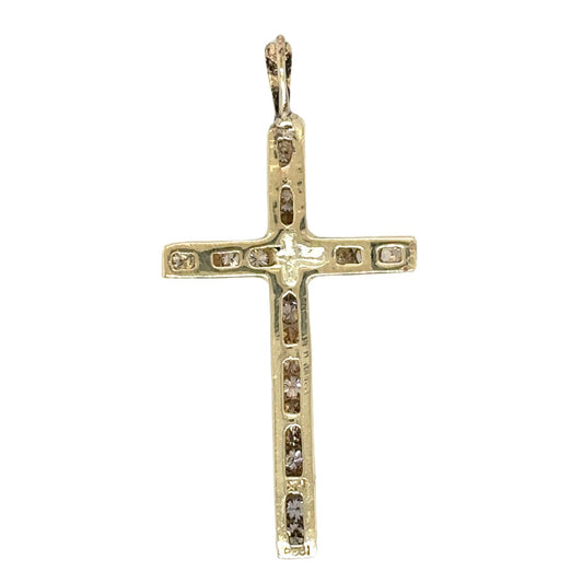 10k Yellow Gold 1/4ctw Diamond Cross Pendant 1.1g