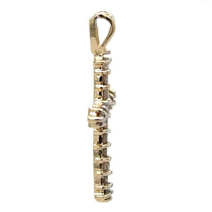 1/3ctw Diamond 10k Yellow Gold Cross Pendant 1.4g